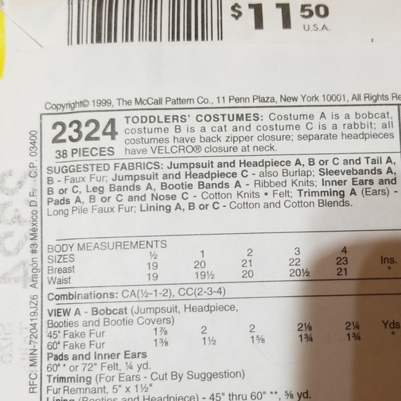 McCall's Costume pattern - Picture 7 of 7